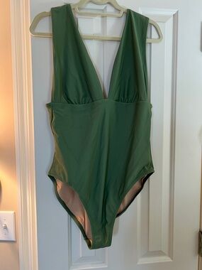 J. Crew Olive Green Beige Lined Swimwear